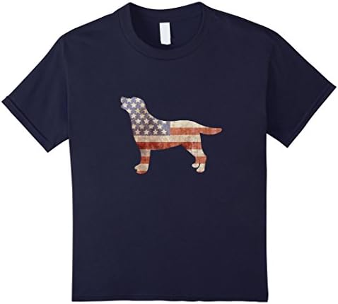 unisex-child Patriotic Labrador Retriever Outline 4th of July Tshirt  6 Navy