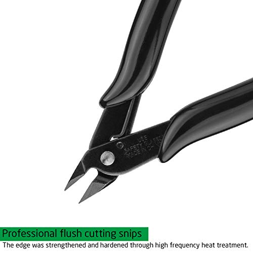 STARVAST 6 Pack 170 Flush Cutter 5 inch Micro Precision Wire Cutters Black Diagonal Cutting Pliers for Electronic, Model, Jewelry Making - Thumbnail 3