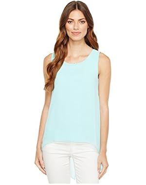 Women's Slit Back Top with Chiffon Overlay,