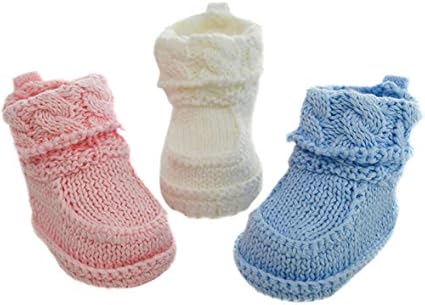Paire De Chaussons Tricote Coton Pour Bebe De Naissance Bleu Ou Rose Ou Blanc Casse Blanc Casse Amazon Fr Bebes Puericulture
