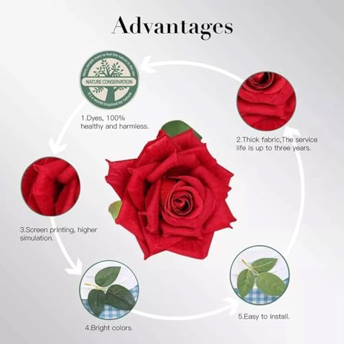Générique 12pcs Rouges Roses Fleurs Artificielles, Roses en Soie EléGante Rose Cadeau, Romantique Saint Valentin FêTe des MèRes NoëL Anniversaire Rose, Le Mariage, La Maison, DéCoration De FêTe (B)