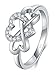 BORUO Love Heart Twisted Eternity Band-925 Sterling Silver Rings for Women-Platinum Plated Over Sterling Silver Wedding Band For Womem-Promise Rings For Her-Silver Rings For Women, 2mm, Size 4-12