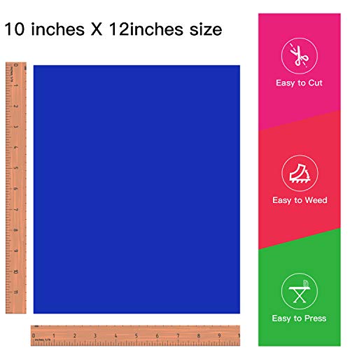 JANDJPACKAGING Blue HTV Vinyl for T-Shirts 12"x10" Heat Transfer Vinyl 10 Pack Iron on Vinyl (Navy Blue) - Thumbnail 5