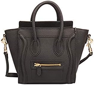 Women's Genuine Leather Smile Crossbody Bag Small Shoulder Handbags Purse Hobo Bags (Small, Black)