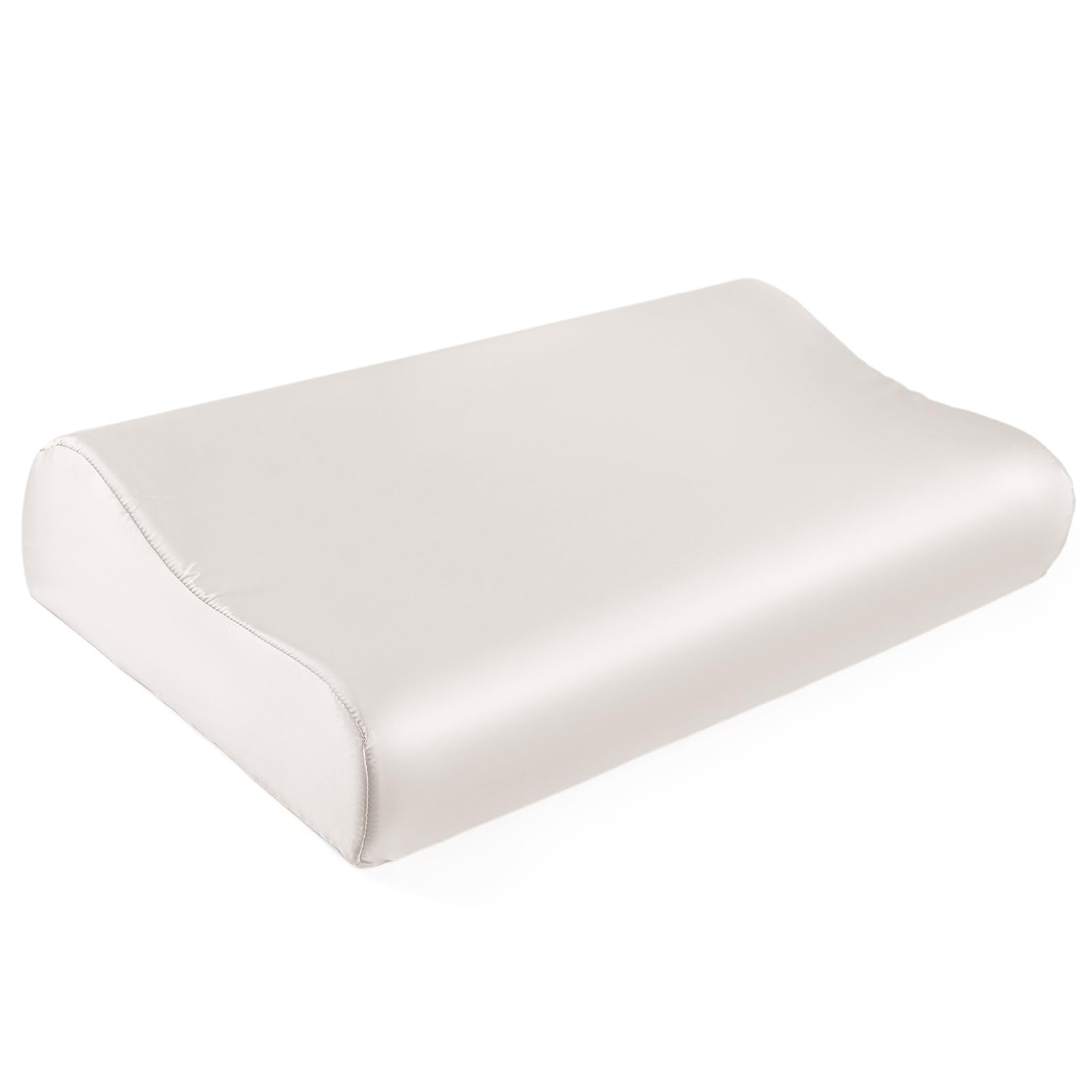 THXSILK 19 Momme Mulberry Silk Pillowcase for Contour Memory Foam Pillow Latex Pillow Cover Cervical Pillow Case, Washable (Natural White, 20" x 12" x 3.9"/2.7", Pack of 1)