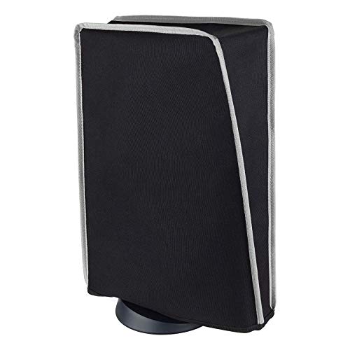 PlayVital Black Nylon Dust Cover for PS5, Soft Neat Lining Dust Guard for PS5 Console, Anti Scratch Waterproof Cover Sleeve for ps5 Console Digital Edition & Disc Edition - Light Gray Trim