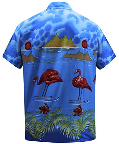 [- LA LEELA Men's Hawaiian Beach Camp Party Shirt Button Down Front Pocket Collar Short Sleeves Alo