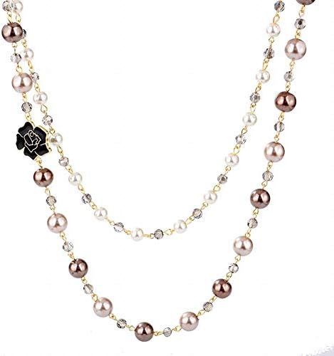 JIAJU Vintage Fashion Long Necklace 1920s Accesories for Women Fashion Jewelry Hand Made Imitation Pearls Necklace
