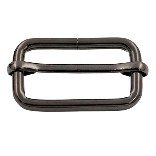 BIKICOCO Metal Slide Adjuster Buckle Tri Glide with Movable Center Bar Non Welded 1.25 x 0.6 Inch Gunmetal Pack of 10