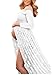 WhiteMaternity-Dress off Shoulder Long Sleeve Chiffon Gown Split Front Maxi Pregnancy Photography-Dress for Photoshoot (A-White)