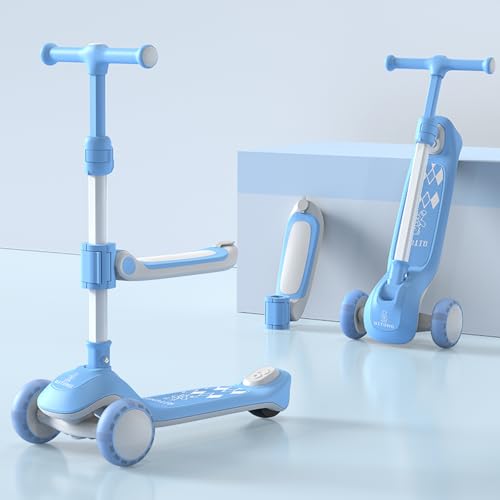 Kids Scooter for Age 3-12, Toddler Scooter, Light Up 3-Wheels Scooter, Shock Absorption Design, Lean to Steer, Balance Training Scooter for Kids