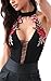 Angashion Women's Sexy Sleeveless V Neck Short Jumpsuit Embroidered Bodysuit,Black,US 2/Tag S