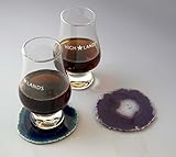 Airblasters Double Natural Sliced Agate Coasters with Whiskey Glass Whiskey Decanter Wine Glasses