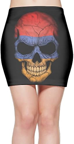 Dark Armenian Flag Skull Art Women Sexy Tights Mini Skirt Dress