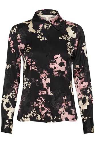 Part Two Lendapw Female Classic Fit Long Sleeve Shirt Camicia, Fiore Nero Blurred, 48 Donna