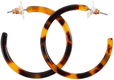 NLCAC Acrylic Hoop Earrings Marble Tortoise Shell Circle Resin Earrings Ear Drop Dangles