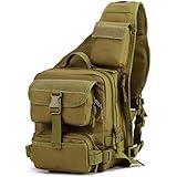 X-Freedom Military Tactical Daypack Chest Pack Bag Molle Ipad Shoulder Bag Sports Motorcycle Ride Bicycle Bag, Dark Brown