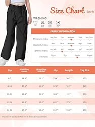 Rolanko Parachute Pants for Girls Baggy Y2K Cargo