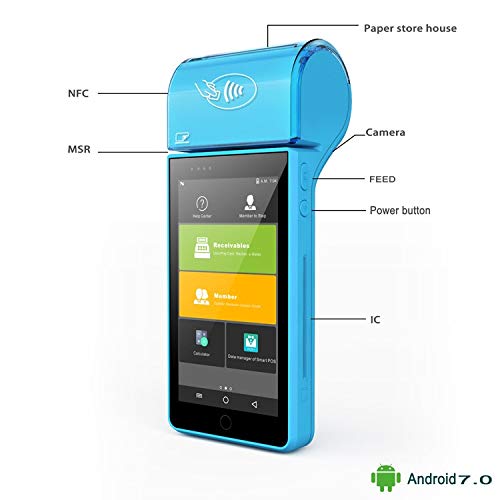 Android 7.0 Handheld mobile all in one pos terminal with printer 1d 2d barcode scanner retail outdoor warehouse ticket portable pos machine