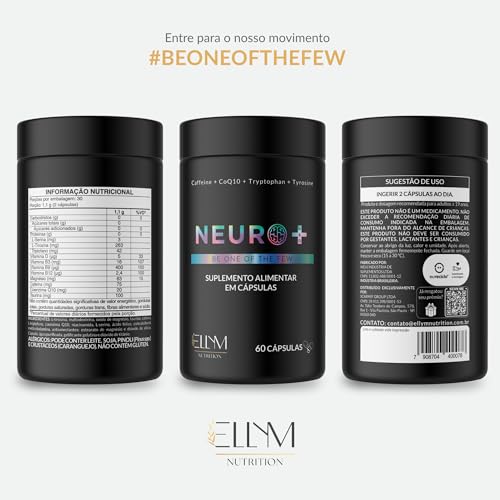Neuro+ 180 Capsulas ELLYM NUTRITION Nootropicos Multivitaminico Foco Cafeina Magnesio Triptofano Taurina B12 Tirosina