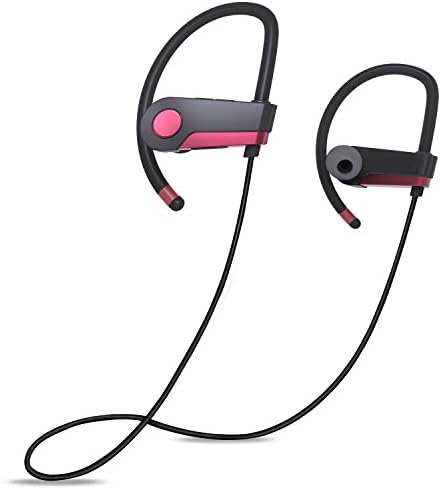 Bluetooth Headphones Sports V4.1 Wireless Stereo Earphones with Sweatproof and Microphone Noise Cancelling for Running, Gym, Exercise and Workout Headset (Red)