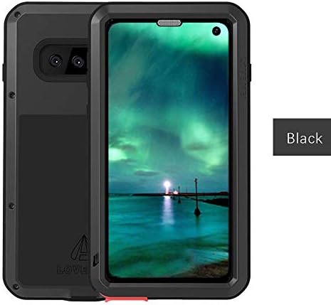 Galaxy S10 Case,HuiFlying Shockproof Dust Heavy Duty Armor Aluminum Alloy Metal Bumper Silicone Fully-Body Hybrid Military Case for Samsung Galaxy S10 6.1'' 2019 with Tempered Glass (Black,S10)