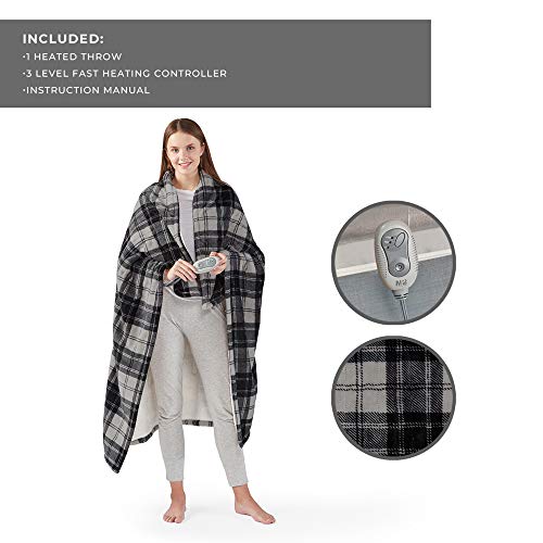 MP2 Heated Plush Sherpa Throw Electric Blanket for Lap w/ 3 Heating