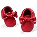 BENHERO Newborn Baby Boys Girls Soft Soled Tassel Bowknots Crib Infant Toddler Prewalker Moccasins Shoes（11cm, 0-6 Months Infant, 5107/Red