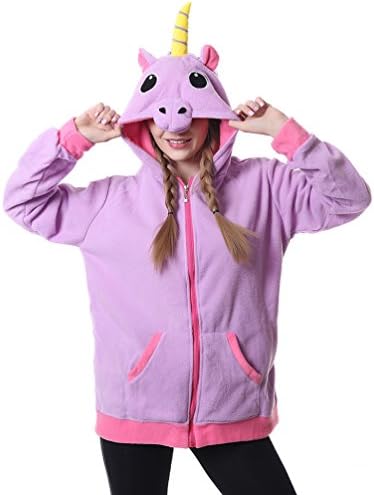Foresightrade Adults and Children Animal Cosplay Unicorn Sweatshirts Hoodies Jacket (80#fits for height 35.4"-39.3"/90cm-110cm, purple Jacket)