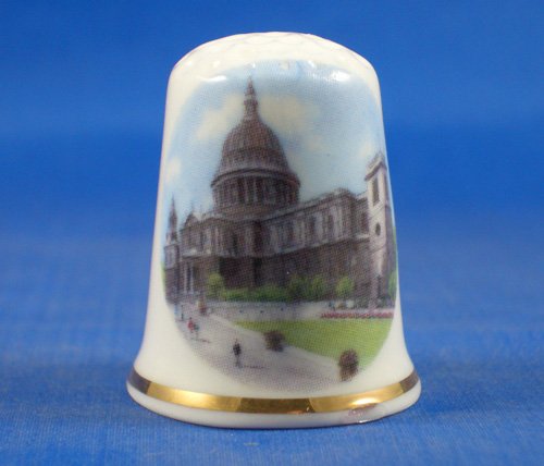 Porcelain China Collectable Thimble - St Pauls Cathedral with Free Gift Box