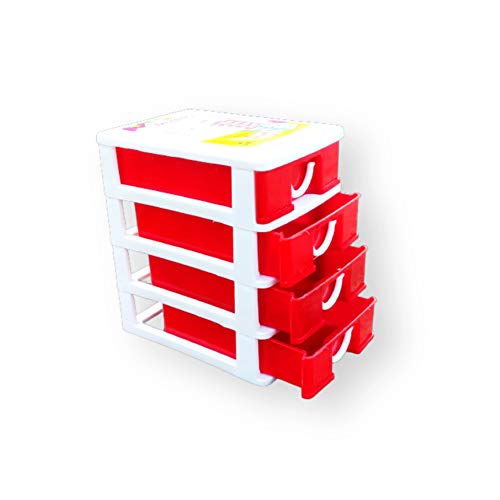 BEST Plastic Four Layer Drawer Storage Cabinet Box (Multi Color) for Home & Office