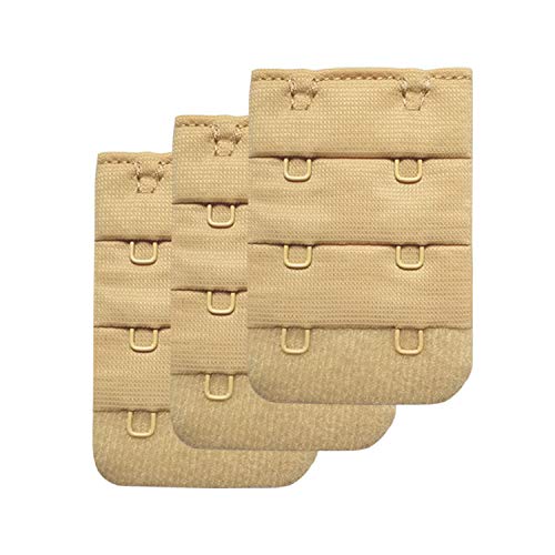 Bra Band Extender 2 Hook /3 Hook /4 Hook Bra Strap Extensions Breathing Room - 3 Packs (2 Hook-Nude)