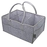 Baby Diaper Caddy Organizer by Devray | Nursery Storage Bin | Grey Leather Pu Handles and Top Trim with 5 Compartments