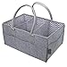 Baby Diaper Caddy Organizer by Devray | Nursery Storage Bin | Grey Leather Pu Handles and Top Trim with 5 Compartments