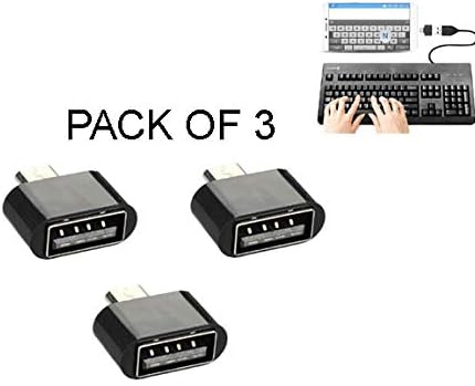 AVMART (Pack of 3) Micro USB On-The-Go OTG Adapter for Smartphones (Black)