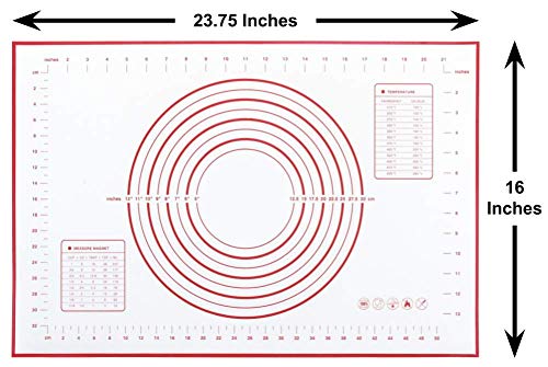 Checkered Chef Pastry Mat - Silicone Baking Mat With Measurements For Rolling Dough - Non Slip - Perfect For Kneading and Rolling Dough - Bread, Pasta, Cookies, Pizza And Pie - Thumbnail 3