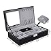 SONGMICS Black Jewelry Box, 8-Slot Watch Organizer, Storage Case with Lock and Mirror UJWB41B