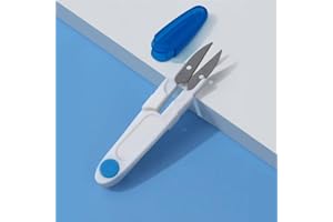 U-Shaped Yarn Scissors Plastic Metal Blades 2-Pack Colorful Sewing Scissors for Cross Stitch Embroidery Thread Trimming, Blue