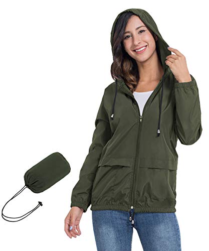 JTANIB Womens Raincoat Windbreaker Waterproof Lightweight Packable Hooded Rain Jacket S-XXL - Thumbnail 6