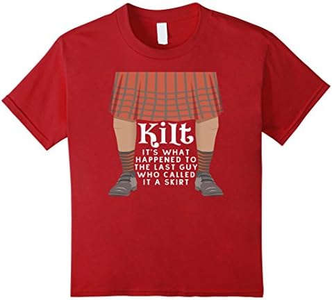 Kids Funny Kilt Scottish Pride T-Shirt for Bagpipers Kilt Wearers 10 Cranberry