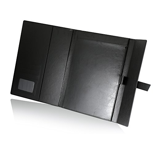 Gallaway Leather Padfolio Portfolio Folder - fits Letter, Legal, A4 Notebooks and Notepads (Black)