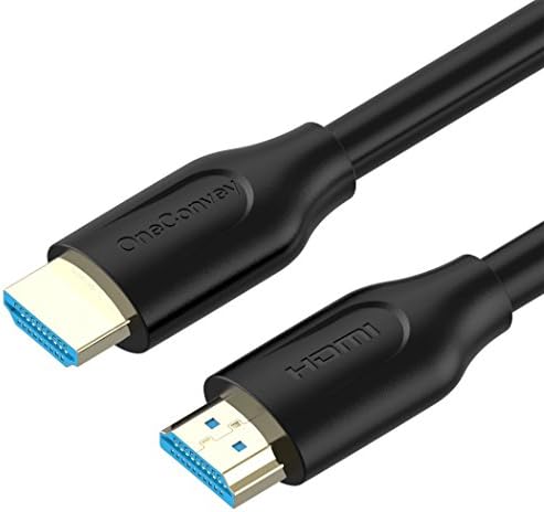 HDMI Cable 6 Feet by OneConvey HDMI 2.0 (4K) -Ultra High Speed 18Gbps Support Ethernet/ARC 28AWG Video 4K UHD 2160 HD 1080P 3D Xbox PS PS3 PS4 Apple TV Blue Plastic Core 24K Gold Plated