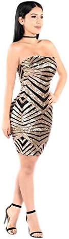 Star Han Women Sexy Sleeveless Bodycon Sequin club Mini Dress (X-Large)