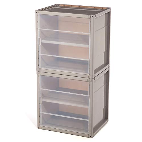 Organizer Drawer, EZOWare Plastic Modular Stackable Organizer Storage Box for Bathroom, Bedroom, Living Room, Office - 2 Pack