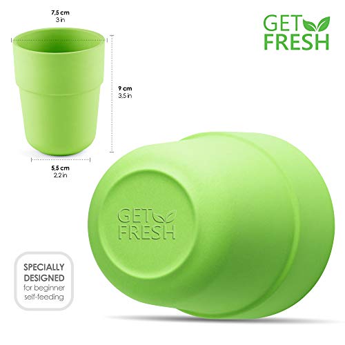 Bamboo Kids Cups, 4 Pack Set, Stackable Bamboo Drinking Cups, Bamboo