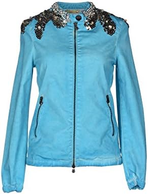LEROCK Women's Light Blue Sequined/Jeweled Paint Effect Jacket Sz M NEW