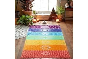 OYEFLY Rainbow Chakra Yoga Mat Sunscreen Shawl Hippy Boho Gypsy