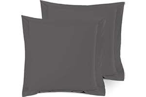 Saferay Green European Square Pillow Shams Set Dark Gray 600 Thread Count 100% Egyptian Cotton Pack of 2 Euro 26X26 Dark Gray Pillow Shams Cushion Cover, Pillow Cases (Dark Gray,European 26 x 26)