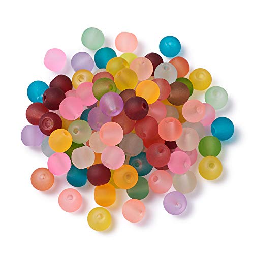 Craftdady 500PCS 6mm Assorted Mixed Round Transparent Frosted Crystal Glass Beads Loose Beads for Jewelry Making