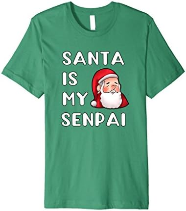 Mens Santa Is My Senpai Christmas Tshirt Anime Manga Otaku Medium Kelly Green